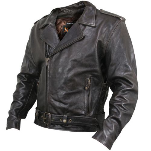 Xelement XS-589 Mens Armored Distressed Leather Classic Biker Jacket